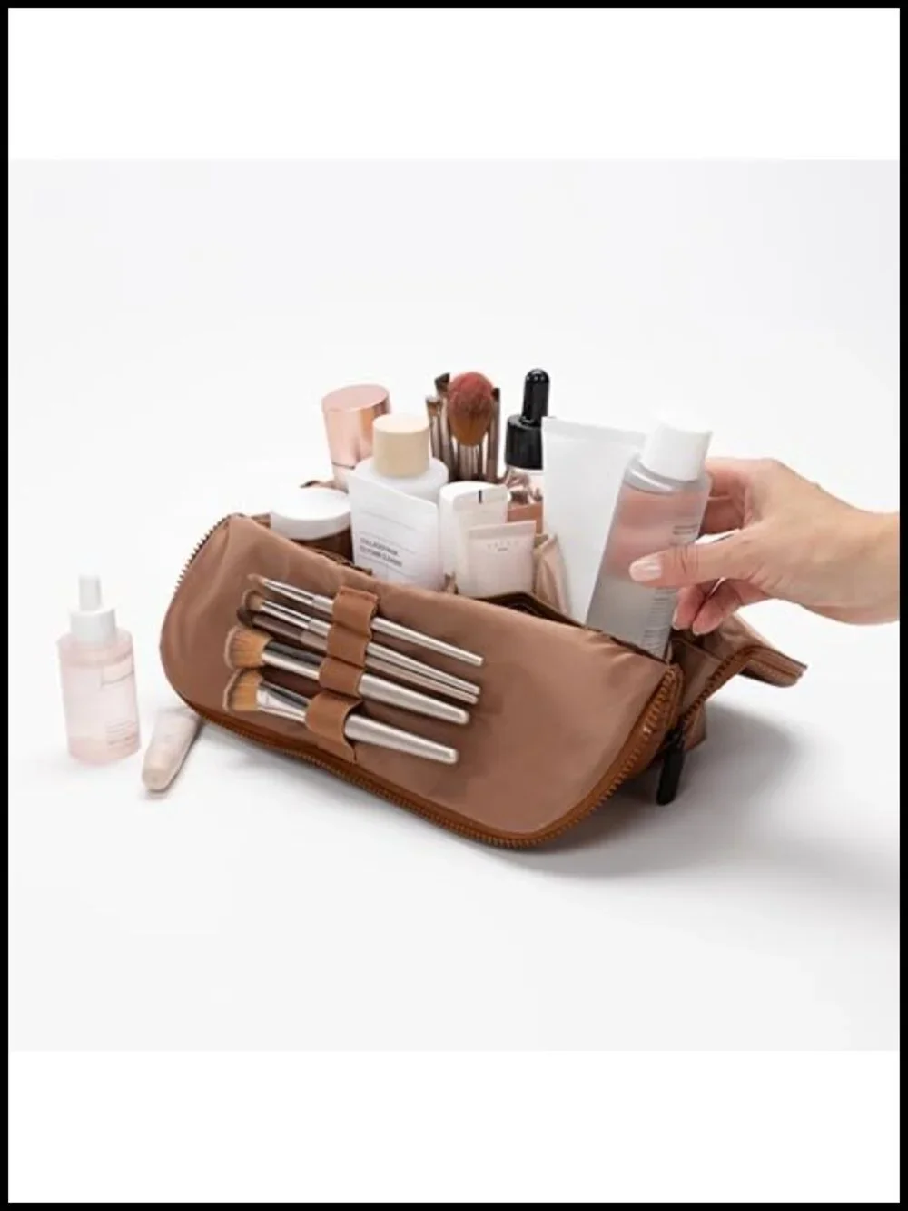 Vertical Waterproof Makeup & Toiletry Organizer | 23-Pocket Fold-Down Vegan